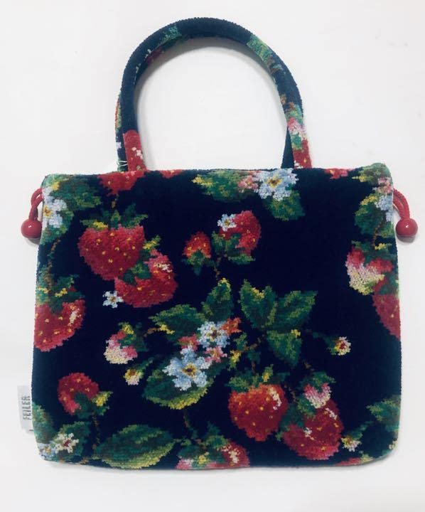 Amazon.co.jp: フェイラー 巾着 バッグ イチゴ柄 ネイビー : ファッション